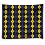 Yellow Black And Blue Argyle Print Tapestry