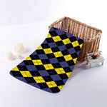 Yellow Black And Blue Argyle Print Towel