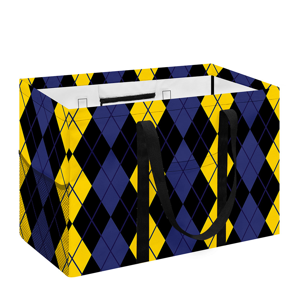 Yellow Black And Blue Argyle Print Utility Tote Bag
