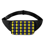 Yellow Black And Blue Argyle Print Waist Bag
