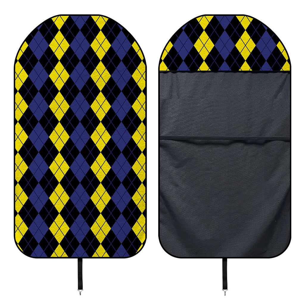 Yellow Black And Blue Argyle Print Waterproof Car Seat Cover