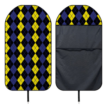 Yellow Black And Blue Argyle Print Waterproof Car Seat Cover