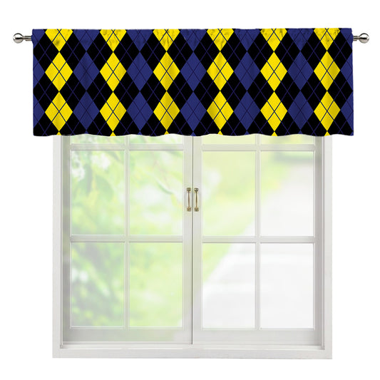 Yellow Black And Blue Argyle Print Window Valance