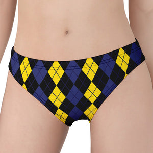 Yellow Black And Blue Argyle Print Women's Panties