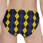 Yellow Black And Blue Argyle Print Women's Panties