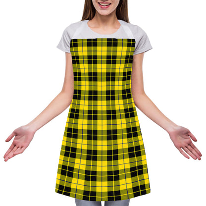 Yellow Black And Blue Tartan Print Adjustable Apron