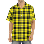 Yellow Black And Blue Tartan Print Aloha Shirt