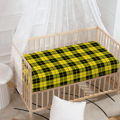 Yellow Black And Blue Tartan Print Baby Crib Sheet