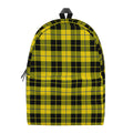 Yellow Black And Blue Tartan Print School Backpack