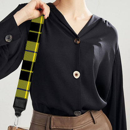 Yellow Black And Blue Tartan Print Bag Strap