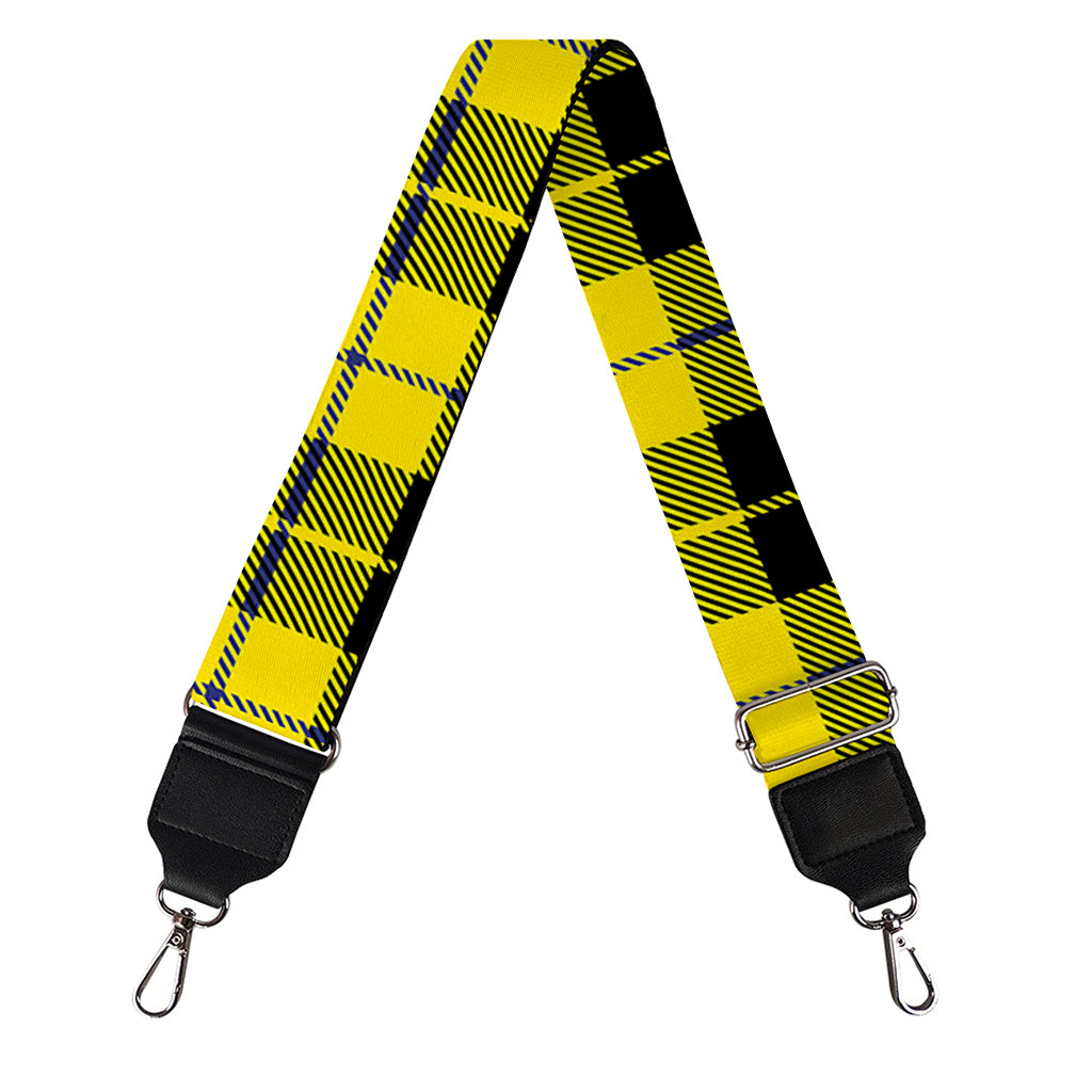 Yellow Black And Blue Tartan Print Bag Strap