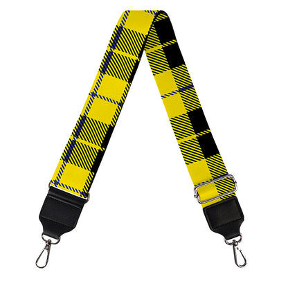 Yellow Black And Blue Tartan Print Bag Strap