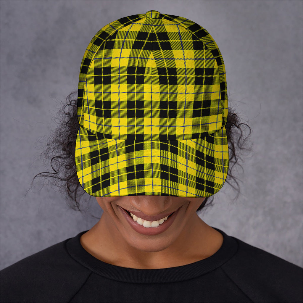 Yellow Black And Blue Tartan Print Baseball Cap