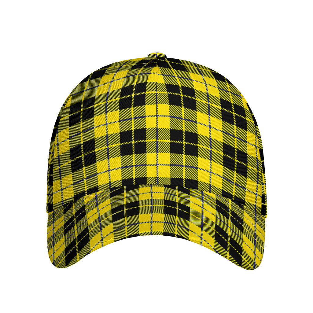 Yellow Black And Blue Tartan Print Baseball Cap
