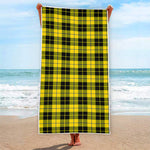 Yellow Black And Blue Tartan Print Beach Towel