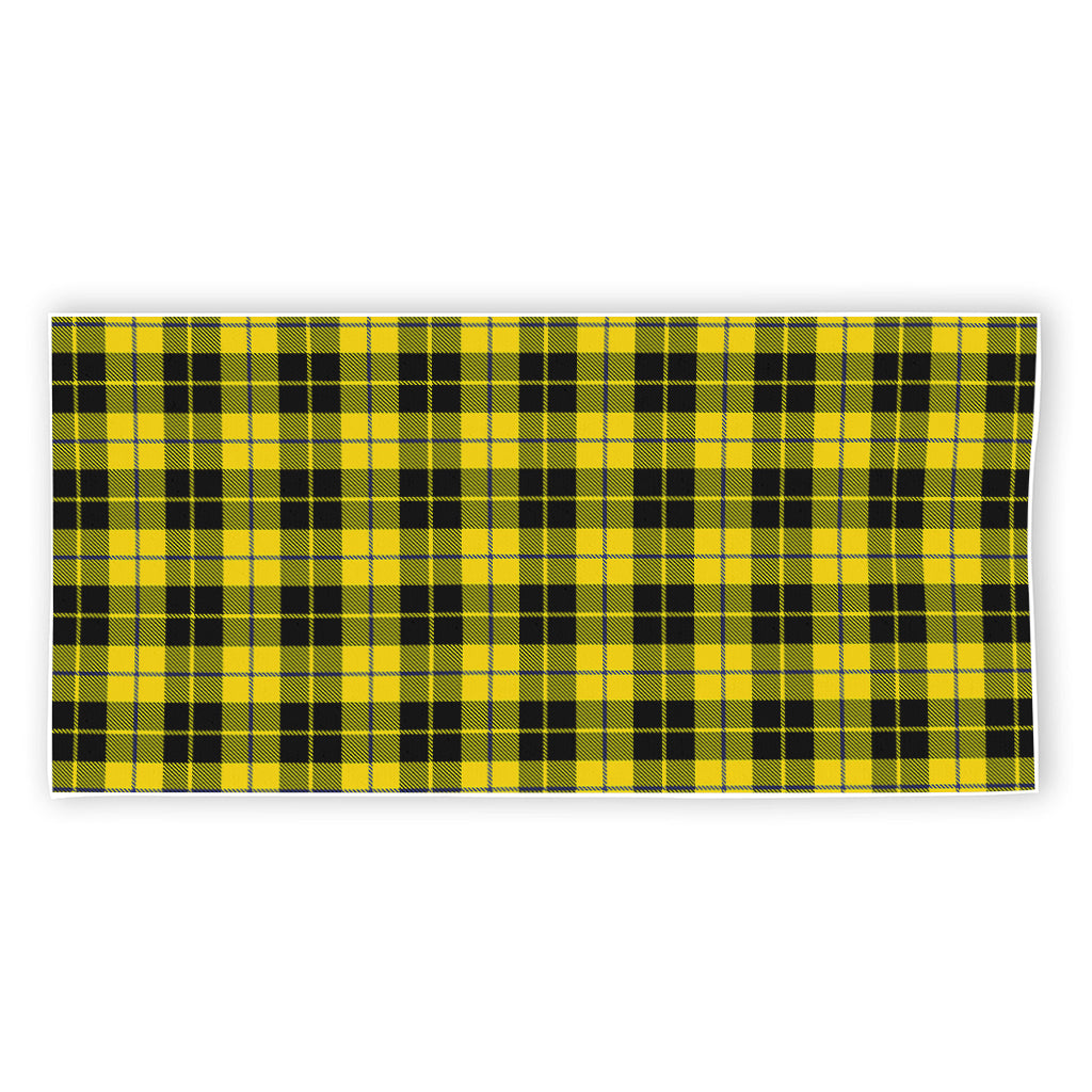 Yellow Black And Blue Tartan Print Beach Towel