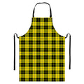 Yellow Black And Blue Tartan Print Bib Apron With Pocket