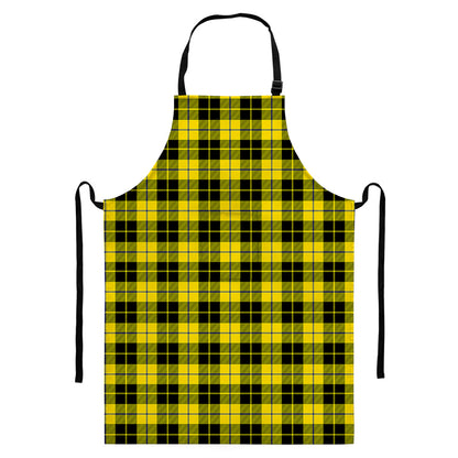 Yellow Black And Blue Tartan Print Bib Apron With Pocket