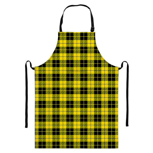 Yellow Black And Blue Tartan Print Bib Apron With Pocket