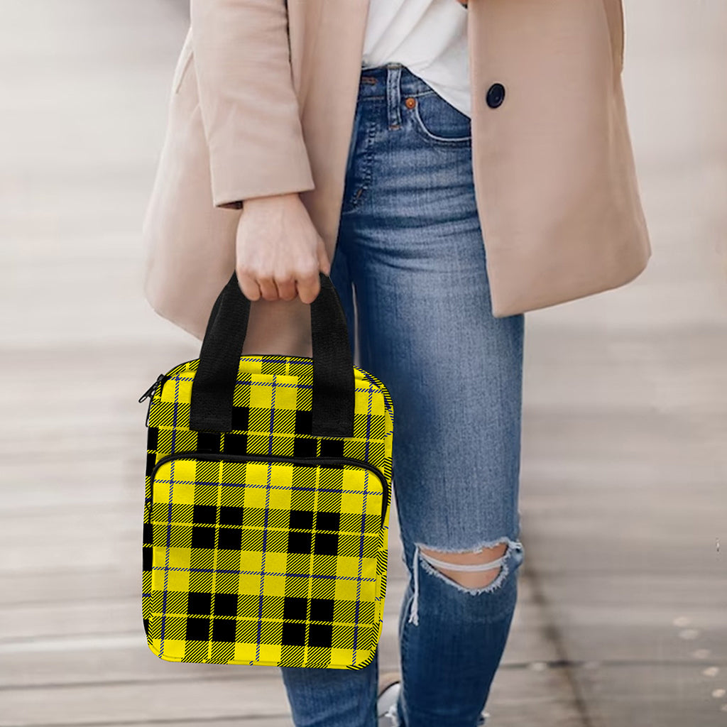 Yellow Black And Blue Tartan Print Bible Tote Bag