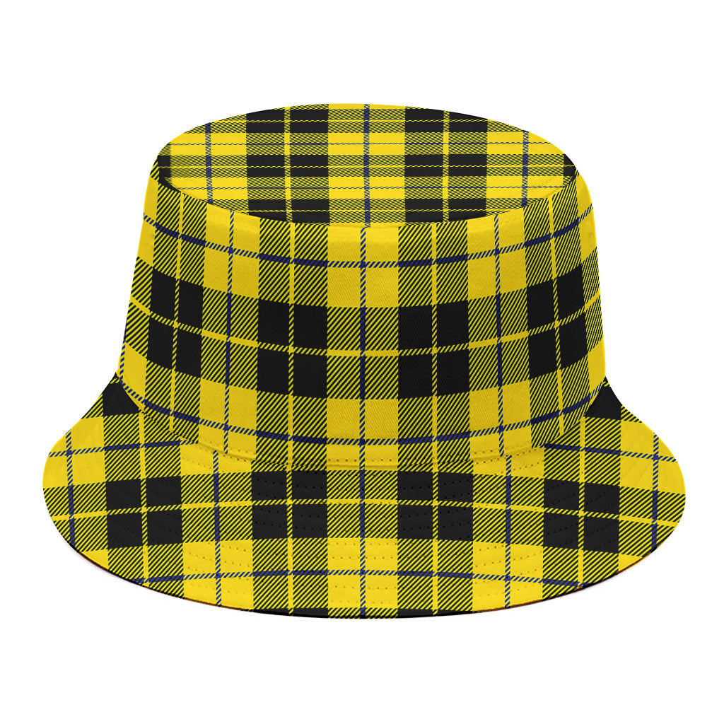 Yellow Black And Blue Tartan Print Bucket Hat