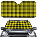Yellow Black And Blue Tartan Print Car Windshield Sun Shade