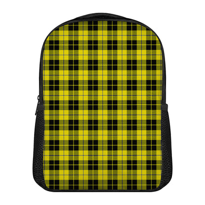 Yellow Black And Blue Tartan Print Casual Backpack