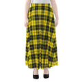 Yellow Black And Blue Tartan Print Chiffon Maxi Skirt
