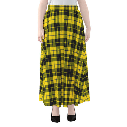 Yellow Black And Blue Tartan Print Chiffon Maxi Skirt
