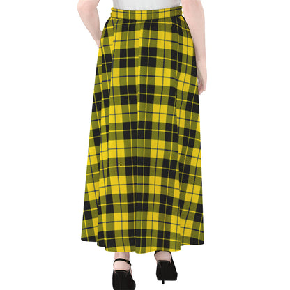 Yellow Black And Blue Tartan Print Chiffon Maxi Skirt