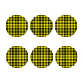 Yellow Black And Blue Tartan Print Coaster Set