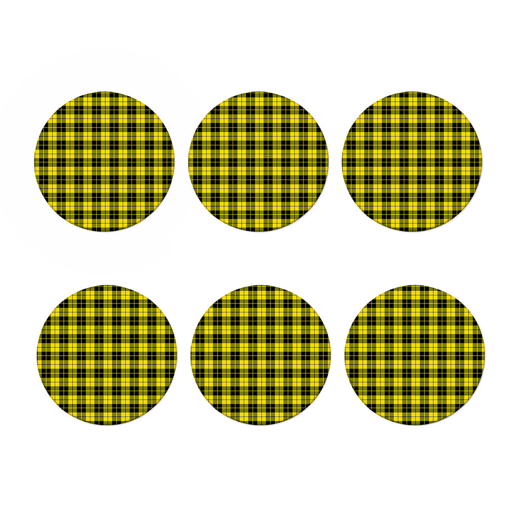 Yellow Black And Blue Tartan Print Coaster Set