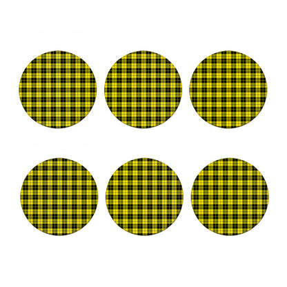 Yellow Black And Blue Tartan Print Coaster Set