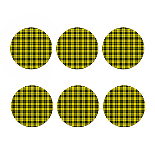 Yellow Black And Blue Tartan Print Coaster Set