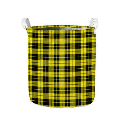Yellow Black And Blue Tartan Print Collapsible Laundry Basket