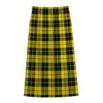 Yellow Black And Blue Tartan Print Cotton Front Slit Maxi Skirt