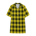 Yellow Black And Blue Tartan Print Cotton Hawaiian Shirt