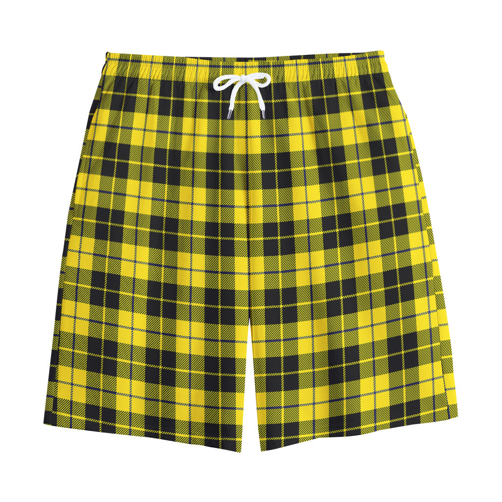 Yellow Black And Blue Tartan Print Cotton Shorts