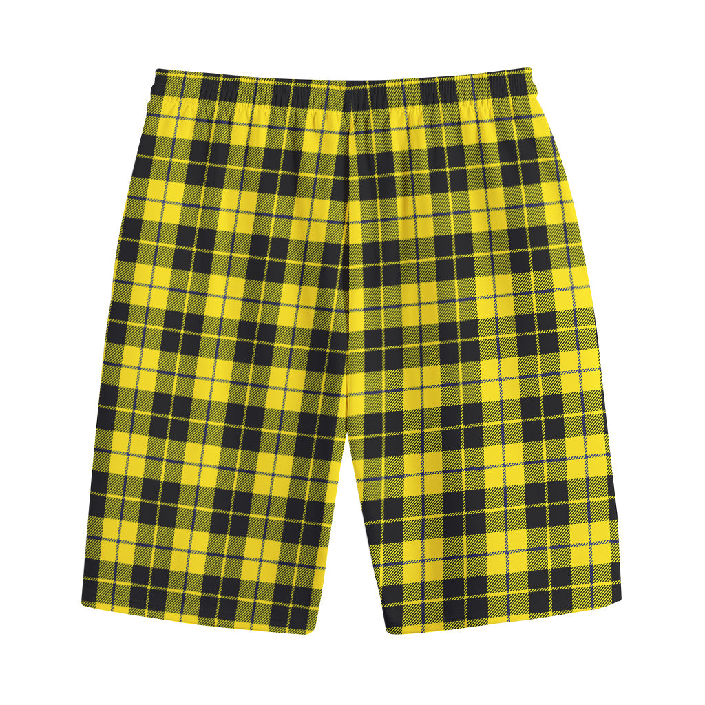 Yellow Black And Blue Tartan Print Cotton Shorts