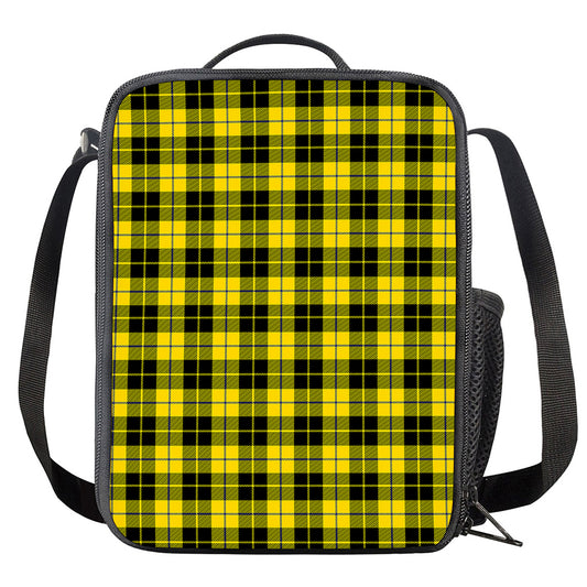 Yellow Black And Blue Tartan Print Crossbody Lunch Bag