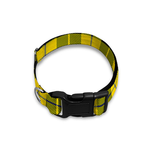 Yellow Black And Blue Tartan Print Dog Collar