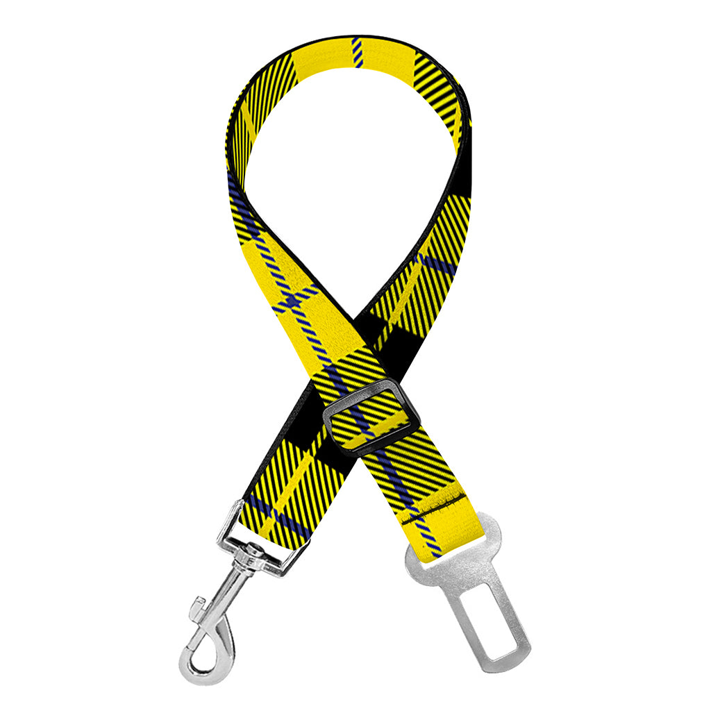 Yellow Black And Blue Tartan Print Dog Seat Belt