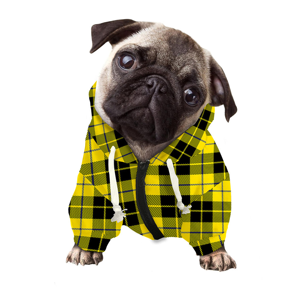 Yellow Black And Blue Tartan Print Dog Zip Up Hoodie