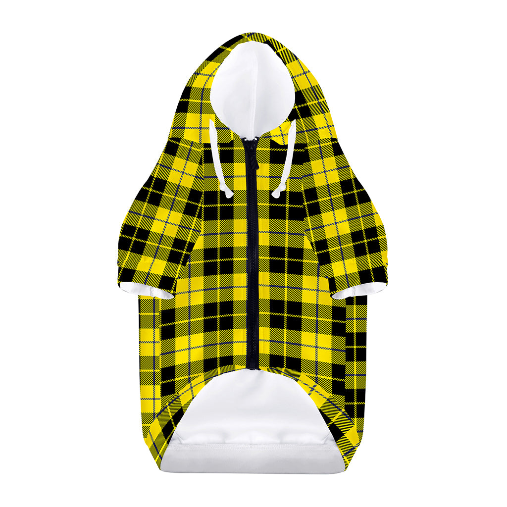 Yellow Black And Blue Tartan Print Dog Zip Up Hoodie
