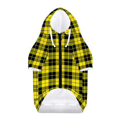 Yellow Black And Blue Tartan Print Dog Zip Up Hoodie