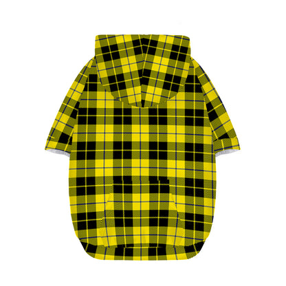 Yellow Black And Blue Tartan Print Dog Zip Up Hoodie