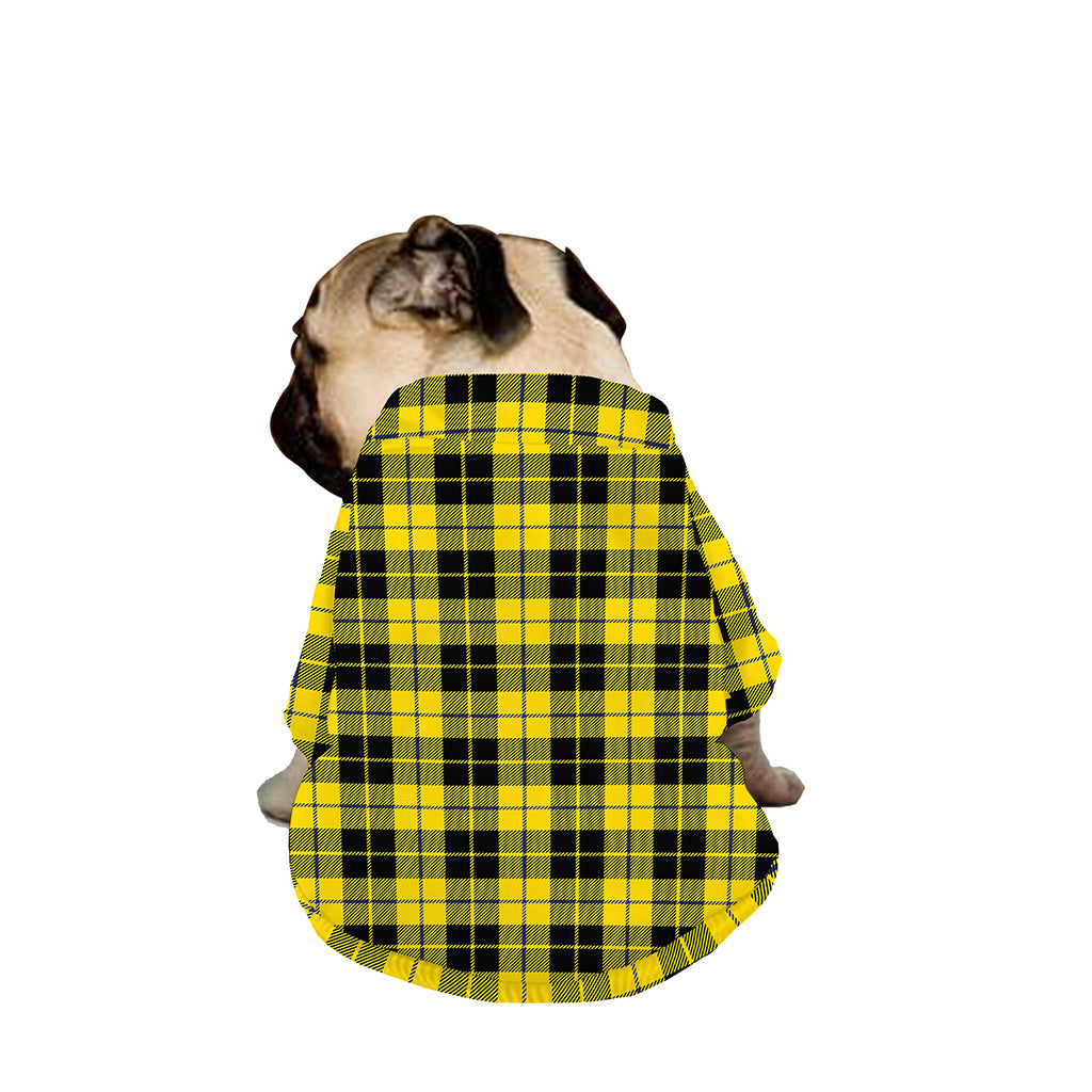 Yellow Black And Blue Tartan Print Dog Zip Up Jacket
