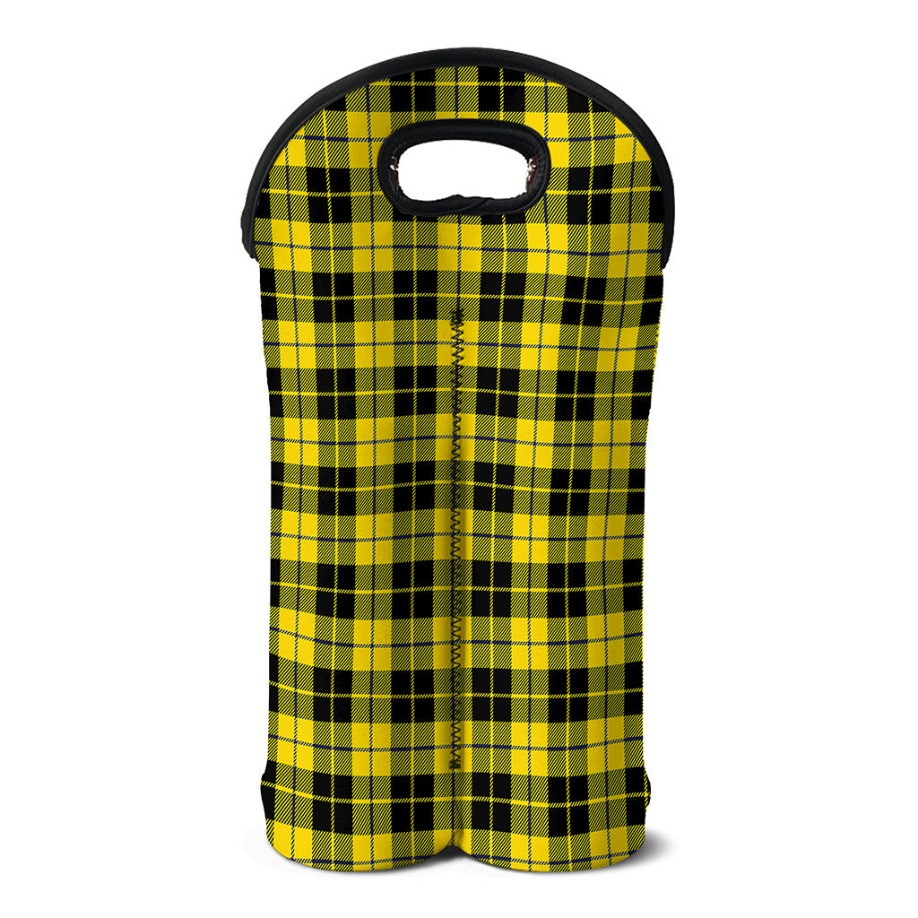 Yellow Black And Blue Tartan Print Double Neoprene Wine Tote
