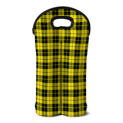 Yellow Black And Blue Tartan Print Double Neoprene Wine Tote