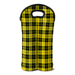Yellow Black And Blue Tartan Print Double Neoprene Wine Tote
